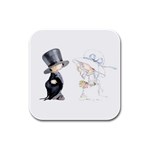 Little Bride and Groom Rubber Square Coaster (4 pack)  Front