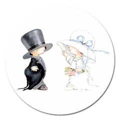 Little Bride And Groom Magnet 5  (round)