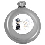 Little Bride and Groom Round Hip Flask (5 oz) Front