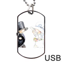 Little Bride And Groom Dog Tag Usb Flash (one Side)