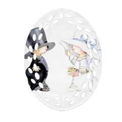 Little Bride And Groom Ornament (oval Filigree) 