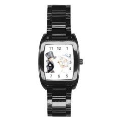 Little Bride And Groom Stainless Steel Barrel Watch