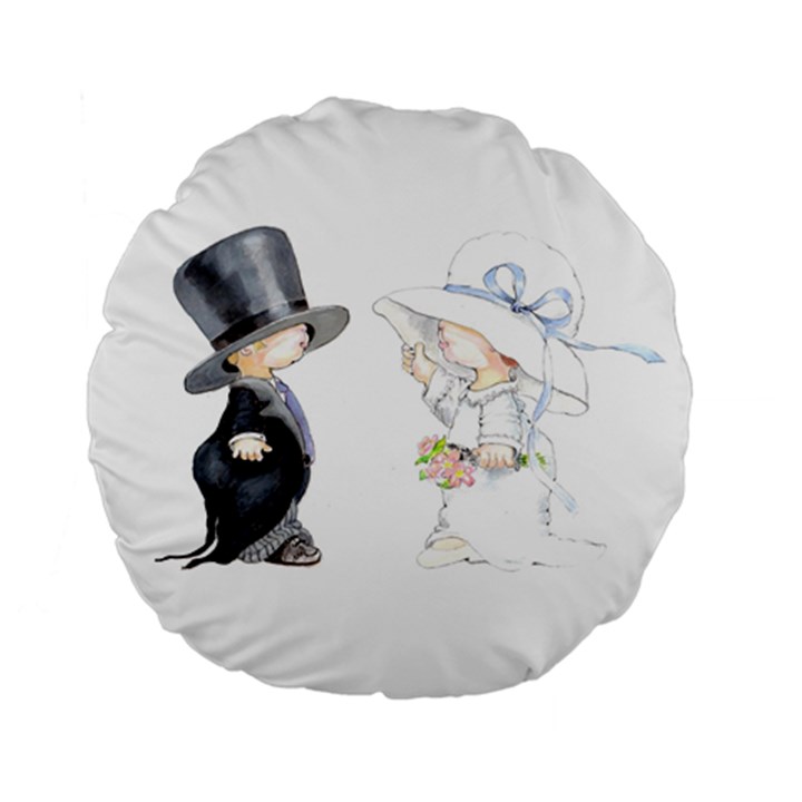 Little Bride and Groom Standard 15  Premium Flano Round Cushions