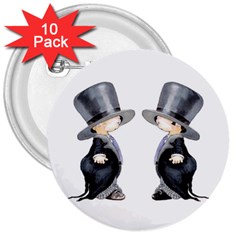 Little Groom And Groom 3  Buttons (10 Pack)  by Weddings