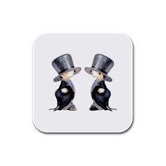 Little Groom And Groom Rubber Square Coaster (4 Pack) 