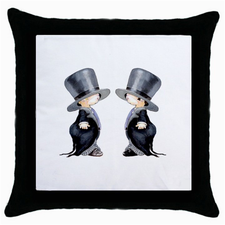 Little Groom and Groom Throw Pillow Cases (Black)