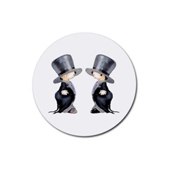 Little Groom And Groom Rubber Round Coaster (4 Pack)  by Weddings