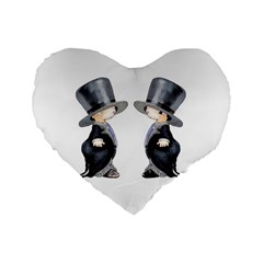 Little Groom And Groom Standard 16  Premium Flano Heart Shape Cushions by Weddings