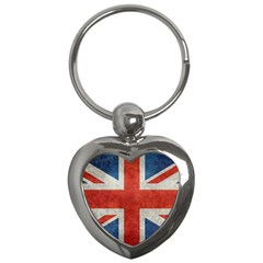 Union Jack 3x5 V10 Vintage Bright Print F Sml Key Chains (heart)  by bruzer