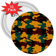 Camo Texture 			3  Button (10 Pack) by LalyLauraFLM