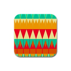 Triangles And Other Retro Colors Shapes 			rubber Square Coaster (4 Pack by LalyLauraFLM