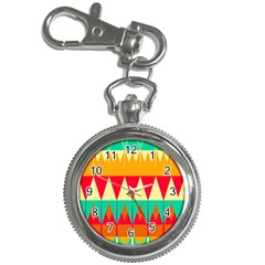 Triangles And Other Retro Colors Shapes 			key Chain Watch by LalyLauraFLM