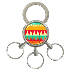 Triangles And Other Retro Colors Shapes 			3-ring Key Chain by LalyLauraFLM