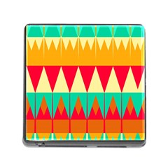 Triangles And Other Retro Colors Shapes 			memory Card Reader (square) by LalyLauraFLM