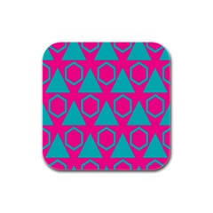 Triangles And Honeycombs Pattern 			rubber Square Coaster (4 Pack by LalyLauraFLM