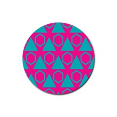 Triangles And Honeycombs Pattern 			rubber Round Coaster (4 Pack) by LalyLauraFLM