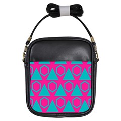 Triangles And Honeycombs Pattern 			girls Sling Bag by LalyLauraFLM