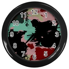 Retro Colors Texture 			wall Clock (black) by LalyLauraFLM