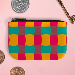 Distorted Shapes In Retro Colors Pattern 	mini Coin Purse by LalyLauraFLM