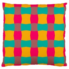 Distorted Shapes In Retro Colors Pattern 	large Flano Cushion Case (two Sides) by LalyLauraFLM