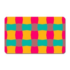 Distorted Shapes In Retro Colors Pattern 			magnet (rectangular) by LalyLauraFLM