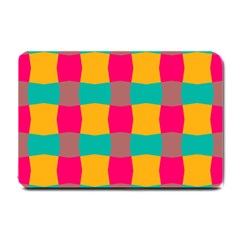 Distorted Shapes In Retro Colors Pattern 			small Doormat by LalyLauraFLM