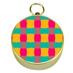 Distorted shapes in retro colors pattern 			Gold Compass Front