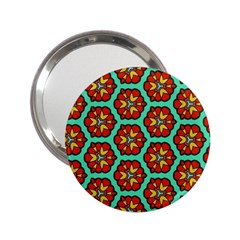 Red Flowers Pattern 			2 25  Handbag Mirror by LalyLauraFLM