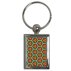 Red Flowers Pattern 			key Chain (rectangle) by LalyLauraFLM