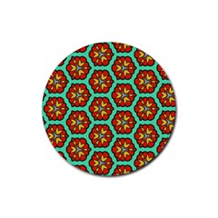 Red Flowers Pattern 			rubber Coaster (round) by LalyLauraFLM