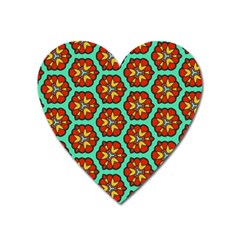 Red Flowers Pattern 			magnet (heart) by LalyLauraFLM