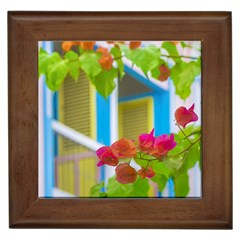 Colored Flowers In Front Ot Windows House Print Framed Tiles by dflcprints