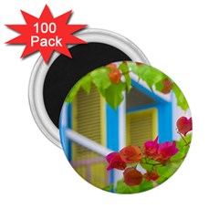 Colored Flowers In Front Ot Windows House Print 2 25  Magnets (100 Pack)  by dflcprints