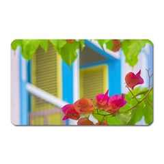 Colored Flowers In Front Ot Windows House Print Magnet (rectangular) by dflcprints