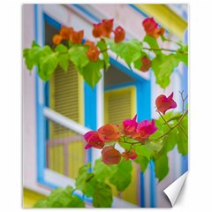 Colored Flowers In Front Ot Windows House Print Canvas 16  X 20   by dflcprints