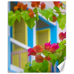 Colored Flowers In Front Ot Windows House Print Canvas 11  X 14   by dflcprints