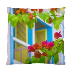 Colored Flowers In Front Ot Windows House Print Standard Cushion Case (one Side)  by dflcprints