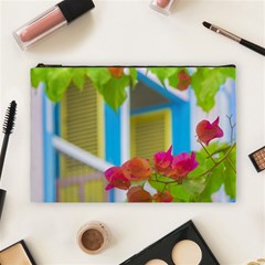 Colored Flowers In Front Ot Windows House Print Cosmetic Bag (large)  by dflcprints