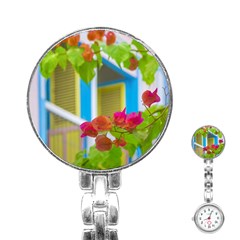 Colored Flowers In Front Ot Windows House Print Stainless Steel Nurses Watches by dflcprints