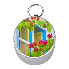 Colored Flowers In Front Ot Windows House Print Mini Silver Compasses by dflcprints