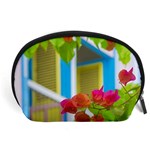 Colored Flowers In Front Ot Windows House Print Accessory Pouches (Large)  Front