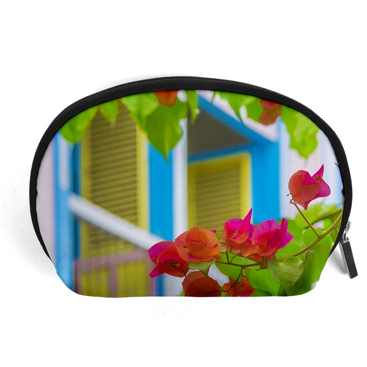 Colored Flowers In Front Ot Windows House Print Accessory Pouches (Large) 