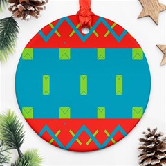 Chevrons And Rectangles 			ornament (round) by LalyLauraFLM