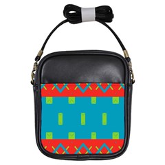 Chevrons And Rectangles 			girls Sling Bag by LalyLauraFLM