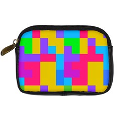 Colorful Tetris Shapes 	digital Camera Leather Case by LalyLauraFLM