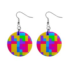 Colorful Tetris Shapes 			1  Button Earrings by LalyLauraFLM