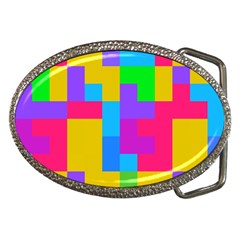 Colorful Tetris Shapes 			belt Buckle by LalyLauraFLM