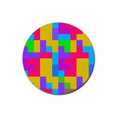 Colorful Tetris Shapes 			rubber Round Coaster (4 Pack)