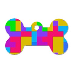 Colorful Tetris Shapes 			dog Tag Bone (one Side) by LalyLauraFLM