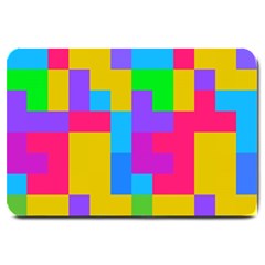 Colorful Tetris Shapes 			large Doormat by LalyLauraFLM